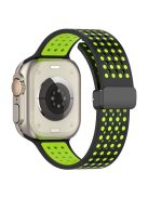 For Apple Watch Series 10 42mm / 9 8 7 41mm / SE (2023) SE (2022) SE 6 5 4 40mm / 3 2 1 38mm Silicone Strap Dual-Color Magnetic Watch Band - Black+Lime