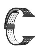 For Apple Watch Series 10 42mm / 9 8 7 41mm / SE (2023) SE (2022) SE 6 5 4 40mm / 3 2 1 38mm Silicone Strap Dual-Color Magnetic Watch Band - Black+White