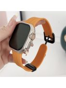 For Apple Watch Series 10 42mm / 9 8 7 41mm / SE (2023) SE (2022) SE 6 5 4 40mm / 3 2 1 38mm Silicone Watch Strap with Square Buckle - Yellow