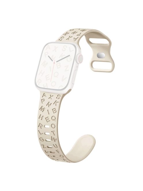 For Apple Watch Series 10 42mm / 9 8 7 41mm / SE (2023) SE (2022) SE 6 5 4 40mm / 3 2 1 38mm Silicone Wristband with Butterfly Buckle - Antique White