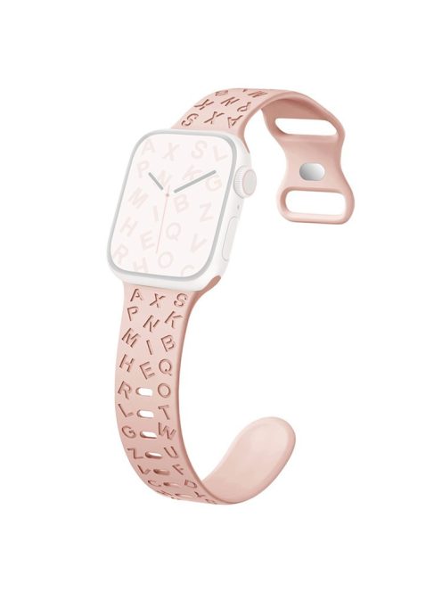 For Apple Watch Series 10 42mm / 9 8 7 41mm / SE (2023) SE (2022) SE 6 5 4 40mm / 3 2 1 38mm Silicone Wristband with Butterfly Buckle - Deep Pink