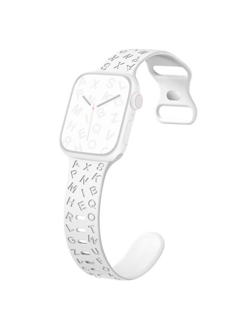 For Apple Watch Series 10 42mm / 9 8 7 41mm / SE (2023) SE (2022) SE 6 5 4 40mm / 3 2 1 38mm Silicone Wristband with Butterfly Buckle - White