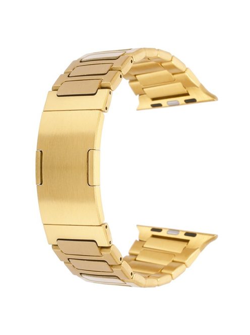 For Apple Watch Series 10 42mm / 9 8 7 41mm / SE (2023) SE (2022) SE 6 5 4 40mm / 3 2 1 38mm Stainless Steel Band Folding Buckle - Gold