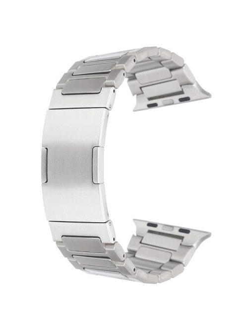 For Apple Watch Series 10 42mm / 9 8 7 41mm / SE (2023) SE (2022) SE 6 5 4 40mm / 3 2 1 38mm Stainless Steel Band Folding Buckle - Silver