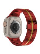 For Apple Watch Series 10 42mm / 9 8 7 41mm / SE (2023) SE (2022) SE 6 5 4 40mm / 3 2 1 38mm Stainless Steel Band Watch Strap - Red+Gold