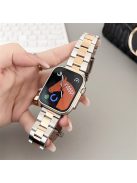 For Apple Watch Series 10 42mm / 9 8 7 41mm / SE (2023) SE (2022) SE 6 5 4 40mm / 3 2 1 38mm Stainless Steel Watch Band - Silver+Rose Gold