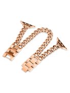 For Apple Watch Series 10 42mm / 9 8 7 41mm / SE (2023) SE (2022) SE 6 5 4 40mm / 3 2 1 38mm Stainless Steel Wrist Strap - Rose Gold