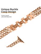 For Apple Watch Series 10 42mm / 9 8 7 41mm / SE (2023) SE (2022) SE 6 5 4 40mm / 3 2 1 38mm Stainless Steel Wrist Strap - Rose Gold