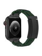 For Apple Watch Series 10 42mm / 9 8 7 41mm / SE (2023) SE (2022) SE 6 5 4 40mm / 3 2 1 38mm Stainless Steel+Rubber Strap - Green+Black Buckle