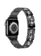 For Apple Watch Series 10 42mm / 9 8 7 41mm / SE (2023) SE (2022) SE 6 5 4 40mm / 3 2 1 38mm Stylish Rhinestones Decor Zinc Alloy Watch Band - Black