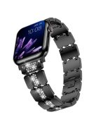 For Apple Watch Series 10 42mm / 9 8 7 41mm / SE (2023) SE (2022) SE 6 5 4 40mm / 3 2 1 38mm Stylish Rhinestones Decor Zinc Alloy Watch Band - Black