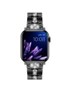 For Apple Watch Series 10 42mm / 9 8 7 41mm / SE (2023) SE (2022) SE 6 5 4 40mm / 3 2 1 38mm Stylish Rhinestones Decor Zinc Alloy Watch Band - Black