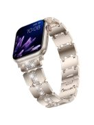 For Apple Watch Series 10 42mm / 9 8 7 41mm / SE (2023) SE (2022) SE 6 5 4 40mm / 3 2 1 38mm Stylish Rhinestones Decor Zinc Alloy Watch Band - Champagne