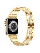 For Apple Watch Series 10 42mm / 9 8 7 41mm / SE (2023) SE (2022) SE 6 5 4 40mm / 3 2 1 38mm Stylish Rhinestones Decor Zinc Alloy Watch Band - Gold