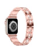 For Apple Watch Series 10 42mm / 9 8 7 41mm / SE (2023) SE (2022) SE 6 5 4 40mm / 3 2 1 38mm Stylish Rhinestones Decor Zinc Alloy Watch Band - Pink