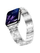 For Apple Watch Series 10 42mm / 9 8 7 41mm / SE (2023) SE (2022) SE 6 5 4 40mm / 3 2 1 38mm Stylish Rhinestones Decor Zinc Alloy Watch Band - Silver