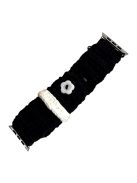 For Apple Watch Series 10 42mm / 9 8 7 41mm / SE (2023) SE (2022) SE 6 5 4 40mm / 3 2 1 38mm Velvet Cotton Watch Band - Black+White