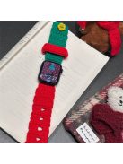 For Apple Watch Series 10 42mm / 9 8 7 41mm / SE (2023) SE (2022) SE 6 5 4 40mm / 3 2 1 38mm Velvet Cotton Watch Band - Red+Green