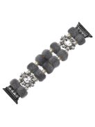 For Apple Watch Series 10 42mm / 9 8 7 41mm / SE (2023) SE (2022) SE 6 5 4 40mm / 3 2 1 38mm Watch Band Beaded Strap - Grey / Pearl