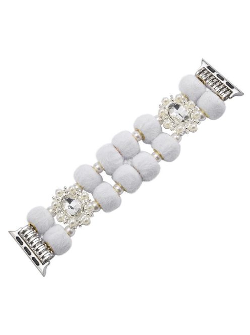 For Apple Watch Series 10 42mm / 9 8 7 41mm / SE (2023) SE (2022) SE 6 5 4 40mm / 3 2 1 38mm Watch Band Beaded Strap - White / Pearl