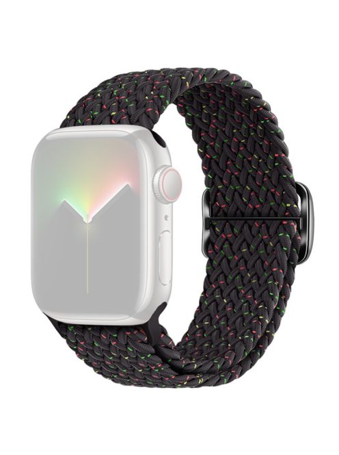 For Apple Watch Series 10 42mm / 9 8 7 41mm / SE (2023) SE (2022) SE 6 5 4 40mm / 3 2 1 38mm Watch Band Braided Nylon Strap - Starlight Black