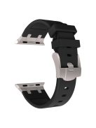 For Apple Watch Series 10 42mm / 9 8 7 41mm / SE (2023) SE (2022) SE 6 5 4 40mm / 3 2 1 38mm Watch Band Liquid Silicone Strap - Titanium Black