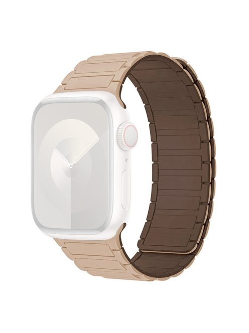 For Apple Watch Series 10 42mm / 9 8 7 41mm / SE (2023) SE (2022) SE 6 5 4 40mm / 3 2 1 38mm Watch Band Silicone Magnetic Strap - Milk Tea+Chocolate