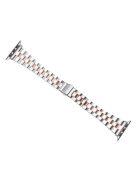 For Apple Watch Series 10 42mm / 9 8 7 41mm / SE (2023) SE (2022) SE 6 5 4 40mm / 3 2 1 38mm Watch Band Stainless Steel - Silver+Pink Gold