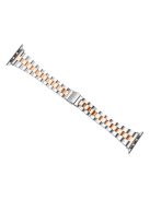 For Apple Watch Series 10 42mm / 9 8 7 41mm / SE (2023) SE (2022) SE 6 5 4 40mm / 3 2 1 38mm Watch Band Stainless Steel - Silver+Rose Gold