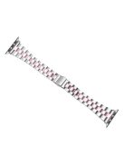 For Apple Watch Series 10 42mm / 9 8 7 41mm / SE (2023) SE (2022) SE 6 5 4 40mm / 3 2 1 38mm Watch Band Stainless Steel - Silver+Rose Pink