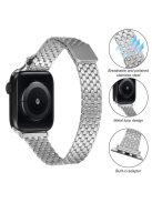 For Apple Watch Series 10 42mm / 9 8 7 41mm / SE (2023) SE (2022) SE 6 5 4 40mm / 3 2 1 38mm Watch Band Stainless Steel Honeycomb Magnetic Buckle Strap - Silver