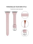 For Apple Watch Series 10 42mm / 9 8 7 41mm / SE (2023) SE (2022) SE 6 5 4 40mm / 3 2 1 38mm Watch Band Top-Layer Cow Leather Strap - Pink