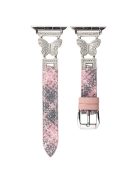 For Apple Watch Series 10 42mm / 9 8 7 41mm / SE (2023) SE (2022) SE 6 5 4 40mm / 3 2 1 38mm Watch Band with Butterfly Connectors - Pink