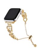 For Apple Watch Series 10 42mm / 9 8 7 41mm / SE (2023) SE (2022) SE 6 5 4 40mm / 3 2 1 38mm Watch Band Zinc Alloy Heart Bracelet - Gold