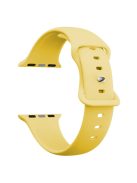 For Apple Watch Series 10 42mm / 9 8 7 41mm / SE (2023) SE (2022) SE 6 5 4 40mm / 3 2 1 38mm Watch Strap 8-Shaped Buckle Silicone Band  - Lemon Yellow