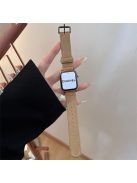 For Apple Watch Series 10 42mm / 9 8 7 41mm / SE (2023) SE (2022) SE 6 5 4 40mm / 3 2 1 38mm Watch Strap Woolen Fabric+PU Band - Khaki