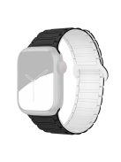 For Apple Watch Series 10 42mm / 9 8 7 41mm / SE (2023) SE (2022) SE 6 5 4 40mm / 3 2 1 38mm Watchband Soft Silicone Magnetic Strap - Black / White