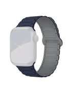 For Apple Watch Series 10 42mm / 9 8 7 41mm / SE (2023) SE (2022) SE 6 5 4 40mm / 3 2 1 38mm Watchband Soft Silicone Magnetic Strap - Indigo Blue / Grey