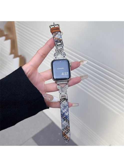 For Apple Watch Series 10 42mm / 9 8 7 41mm / SE (2023) SE (2022) SE 6 5 4 40mm / 3 2 1 38mm Woolen Fabric Watch Strap - Blue / Silver