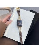 For Apple Watch Series 10 42mm / 9 8 7 41mm / SE (2023) SE (2022) SE 6 5 4 40mm / 3 2 1 38mm Woolen Fabric Watch Strap - Coffee / Gold