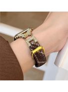 For Apple Watch Series 10 42mm / 9 8 7 41mm / SE (2023) SE (2022) SE 6 5 4 40mm / 3 2 1 38mm Woolen Fabric Watch Strap - Coffee / Gold