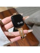 For Apple Watch Series 10 42mm / 9 8 7 41mm / SE (2023) SE (2022) SE 6 5 4 40mm / 3 2 1 38mm Wristband Alloy Bangle Bracelet - Rose Gold