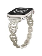 For Apple Watch Series 10 42mm / 9 8 7 41mm / SE (2023) SE (2022) SE 6 5 4 40mm / 3 2 1 38mm Zinc Alloy Band Love Heart Design Watch Strap - Starlight