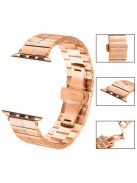 For Apple Watch Series 10 42mm / 9 8 7 41mm / Series 6 5 4 SE (2022) SE (2023) SE 40mm / Series 3 2 1 38mm Stainless Steel Strap - Rose Gold+Silver