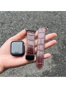 For Apple Watch Series 10 46mm / Ultra 2 / Ultra 49mm / 9 8 7 45mm / SE (2023) SE (2022) SE 6 5 4 44mm / 3 2 1 42mm Genuine Leather Watch Strap - Red Brown