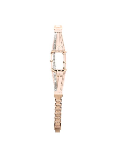 For Apple Watch Series 10 46mm / Ultra 2 / Ultra 49mm / 9 8 7 45mm / SE (2023) SE (2022) SE 6 5 4 44mm / 3 2 1 42mm Watch Strap - Pink Rose Gold Beads