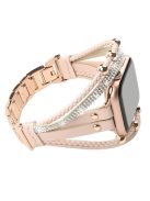 For Apple Watch Series 10 46mm / Ultra 2 / Ultra 49mm / 9 8 7 45mm / SE (2023) SE (2022) SE 6 5 4 44mm / 3 2 1 42mm Watch Strap - Pink Rose Gold Beads