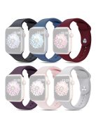 For Apple Watch Series 10 46mm / Ultra 2 Ultra 49mm /  Series 9 8 7 45mm / 6 5 4 SE (2023) SE (2022) SE 44mm / 3 2 1 42mm 6pcs AW Silicone Band, Size S / M - Black+Blue+Wine Red+Violet+Pink+Light Grey