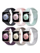 For Apple Watch Series 10 46mm / Ultra 2 Ultra 49mm /  Series 9 8 7 45mm / 6 5 4 SE (2023) SE (2022) SE 44mm / 3 2 1 42mm 6pcs AW Silicone Band, Size S / M - Black+Pink+Cyan+Violet+Dark Grey+Light Grey