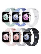 For Apple Watch Series 10 46mm / Ultra 2 Ultra 49mm /  Series 9 8 7 45mm / 6 5 4 SE (2023) SE (2022) SE 44mm / 3 2 1 42mm 6pcs AW Silicone Band, Size S / M - Cyan+Lavender+White+Pink+Light Grey+Black